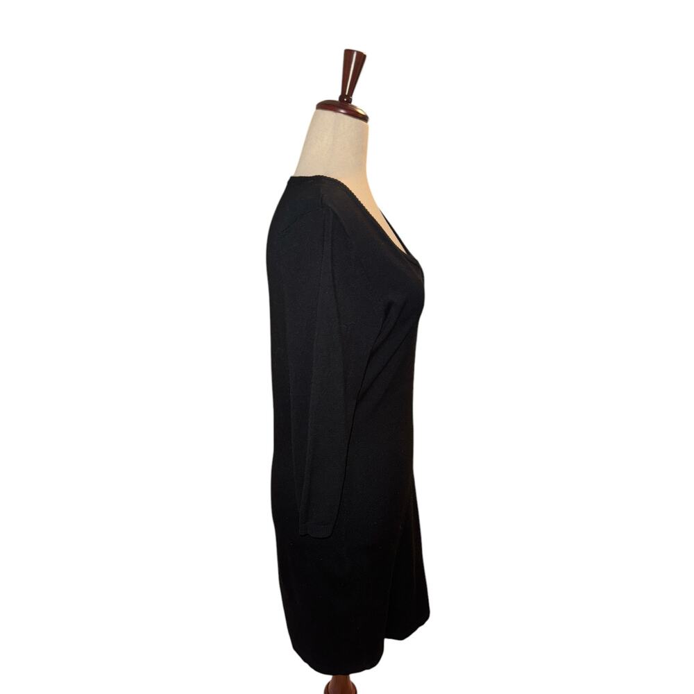 Calvin Klein black sweater dress 3/4 sleeves tags cut out sz large - Picture 3 of 6